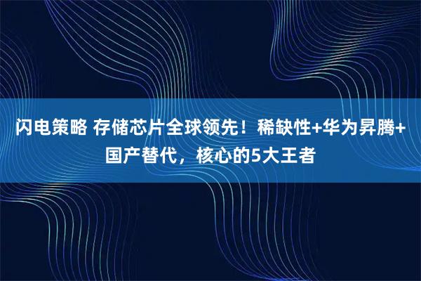 闪电策略 存储芯片全球领先！稀缺性+华为昇腾+国产替代，核心的5大王者