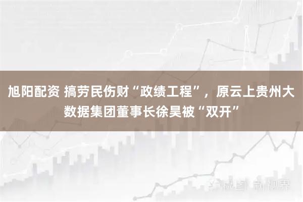 旭阳配资 搞劳民伤财“政绩工程”，原云上贵州大数据集团董事长徐昊被“双开”